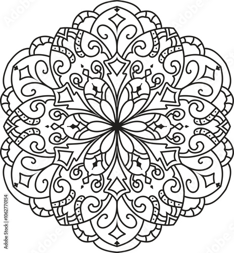 Decorative Mandala Coloring Pages or Book Decorative monochrome ethnic mandala Transparent pattern