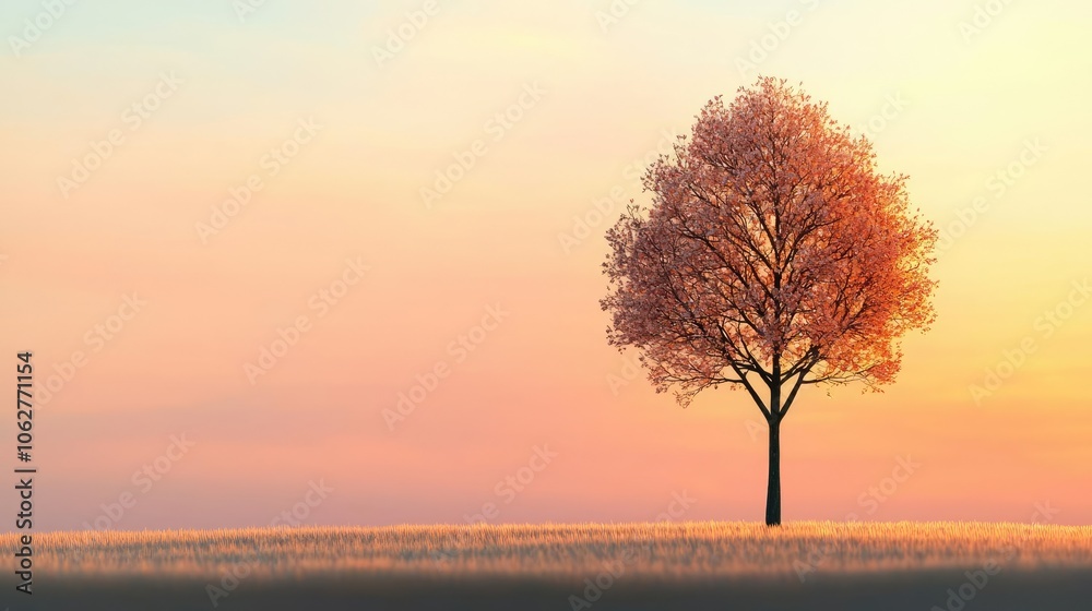 Lone tree silhouetted against a colorful sunset sky. Lone tree silhouetted against a colorful sunset sky.