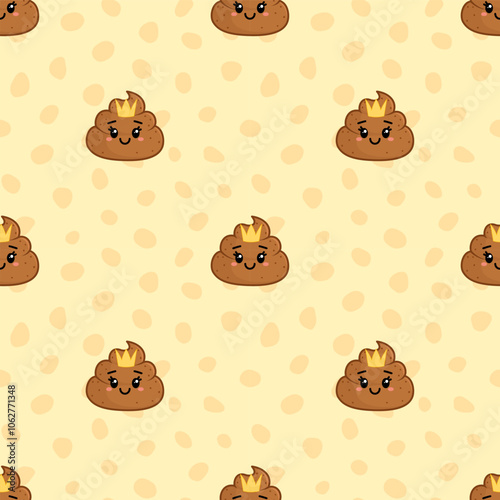 Princess poop on seamless pattern. Queen poop. Vector background