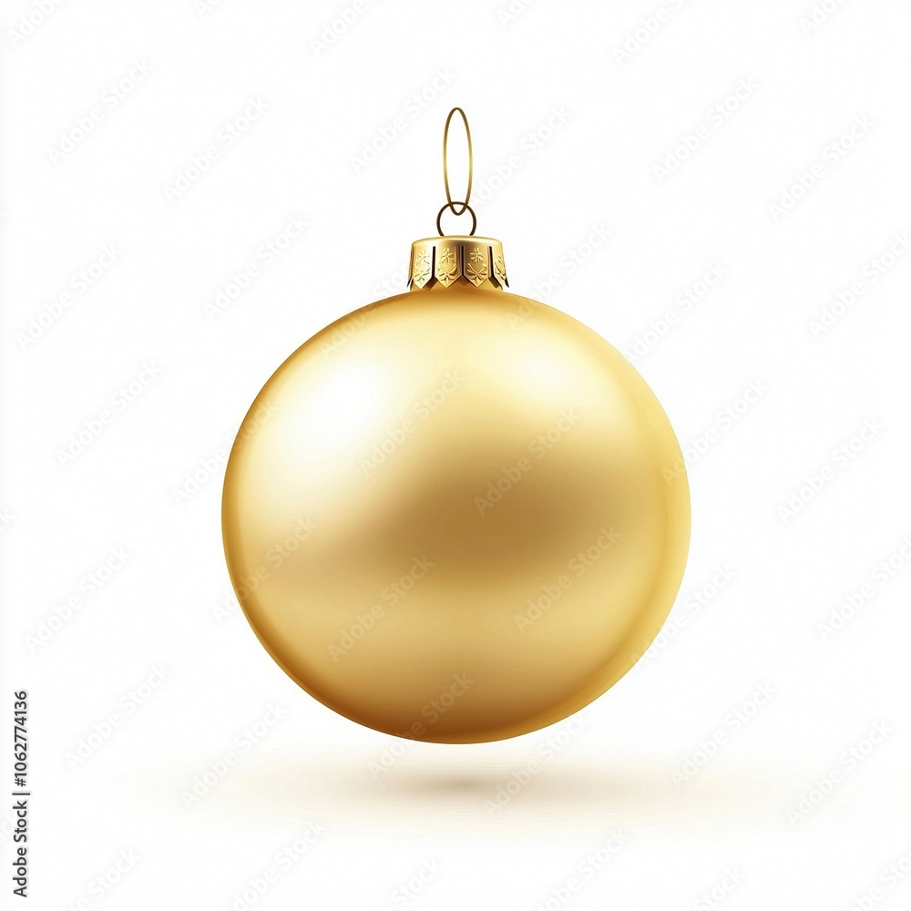 Eine goldene Christbaumkugel isoliert auf weißem Hintergrund Eine goldene Christbaumkugel isoliert auf weißem Hintergrund