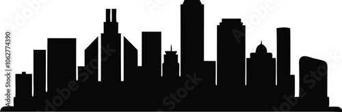 Houston City Skyline Silhouette Vector, City Buildings Black Clip art Vector