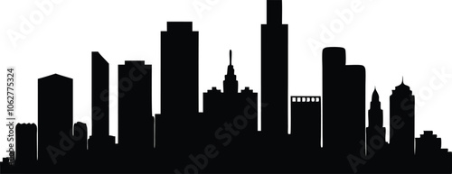 Houston City Skyline Silhouette Vector, City Buildings Black Clip art Vector