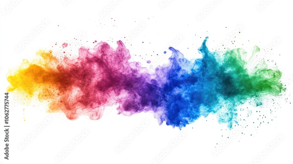 A vibrant, multicolored powder explosion with a spectrum of pink, purple, green, and blue hues, representing a dynamic burst of colors on a white background. A vibrant, multicolored powder explosion with a spectrum of pink, purple, green, and blue hues, representing a dynamic burst of colors on a white background.