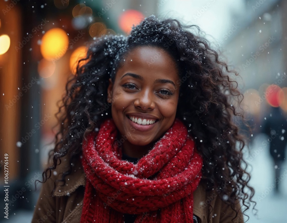 Winter portrait of a smiling woman. Winter portrait of a smiling woman.