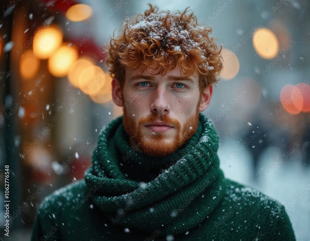 Winter portrait of a red-haired man. Winter portrait of a red-haired man.