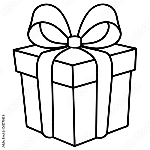 gift box with bow outline coloring book page line art vector drawing