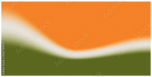 Mesh gradient with grain texture. Saffron, white,green colors. Abstract banner. Flag of India
