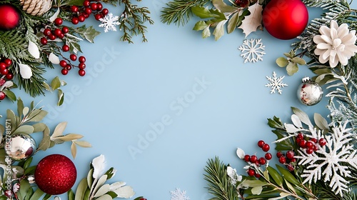 Festive Christmas Decorations with Ornaments Snowflakes