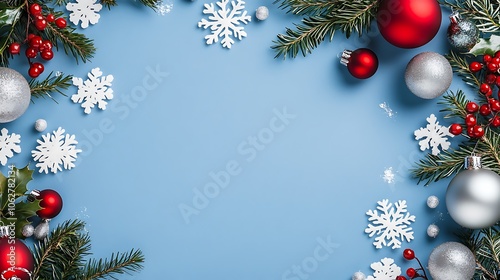 Festive Christmas Decorations with Ornaments Snowflakes