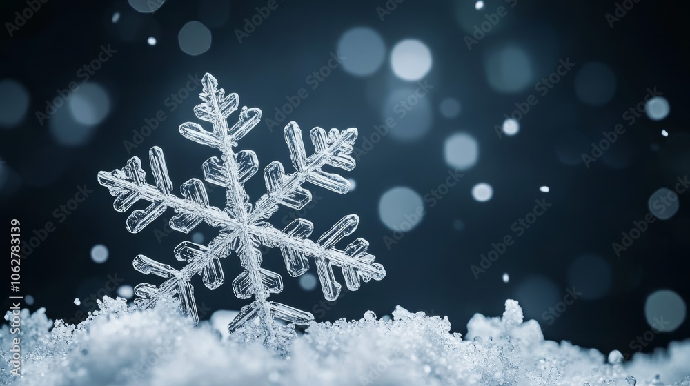 Beautiful snowflake on black background