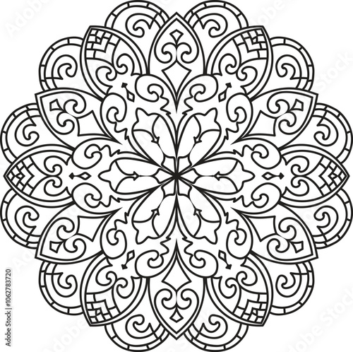 Outline Mandala Patterns for Adult coloring book or coloring pages Stress Relief Coloring Page photo