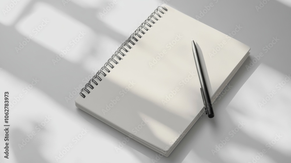 Notebook on clean background soft shadows minimalist design neutral tones Notebook on clean background soft shadows minimalist design neutral tones