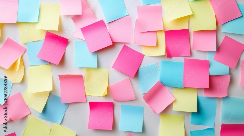 Post-it notes on clean background soft light simple and modern design Post-it notes on clean background soft light simple and modern design