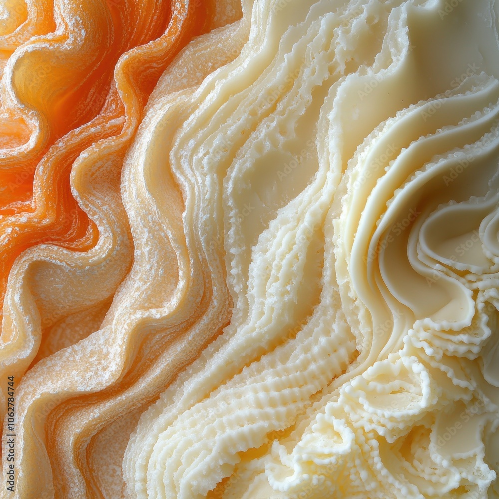 Obraz premium Abstract Close-Up of Orange and White Wavy Texture