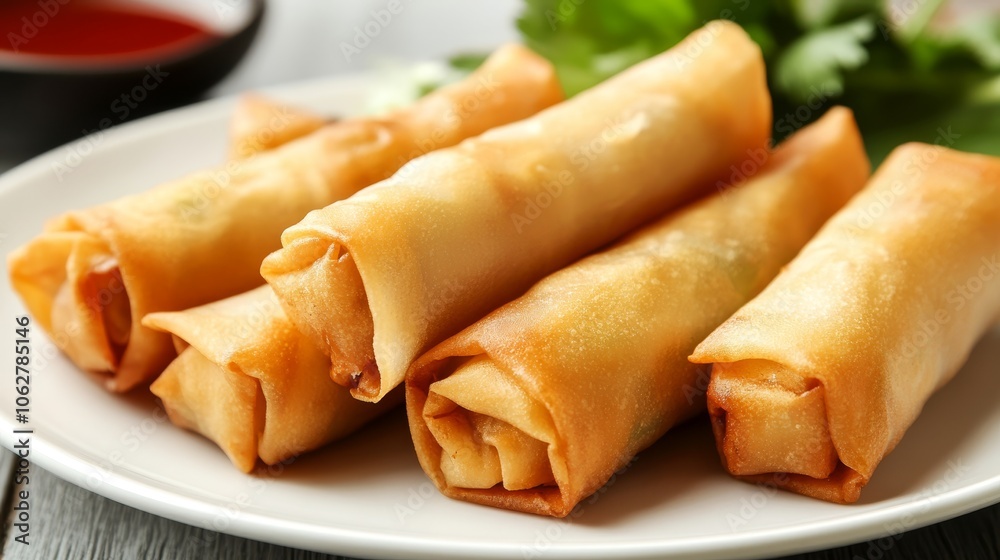 Spring rolls appetizers. Delicious food background Spring rolls appetizers. Delicious food background
