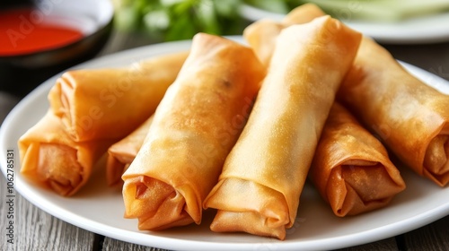 Spring rolls appetizers. Delicious food background