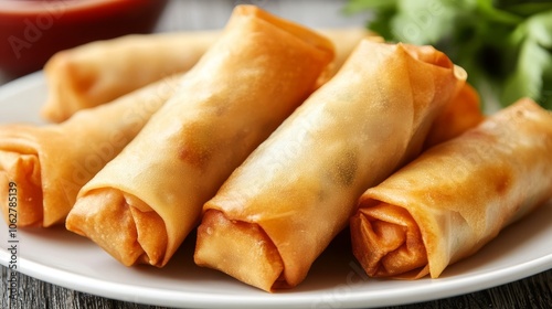 Spring rolls appetizers. Delicious food background