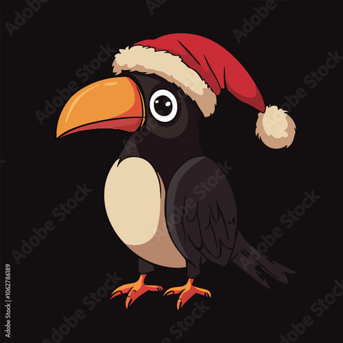 Festive Toucan with Santa Hat