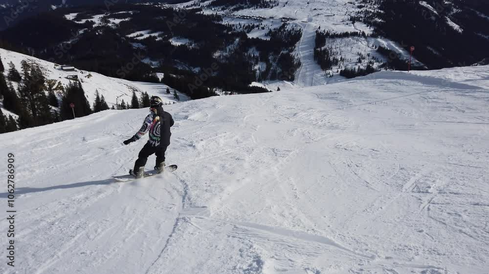 Snowboarder Enjoying the Powdery Slopes of the Alps Snowboarder Enjoying the Powdery Slopes of the Alps
