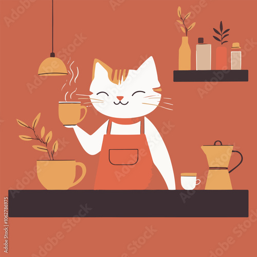 Cat Barista at Café