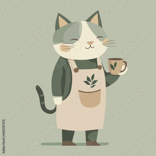 Happy Cat Serving Tea