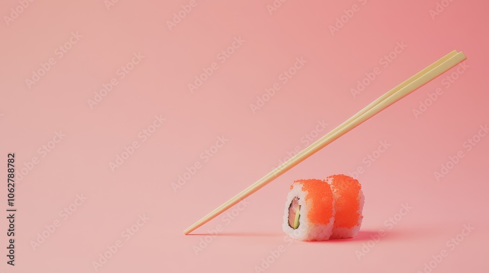 Sushi with chopsticks on minimalistic background Sushi with chopsticks on minimalistic background