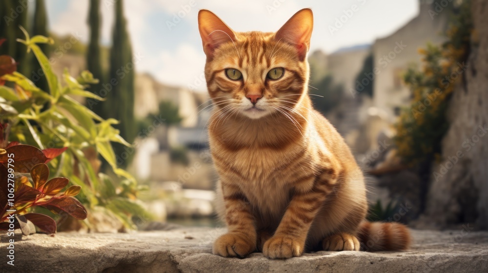 Obraz premium a Abbyssinian cat outdoor