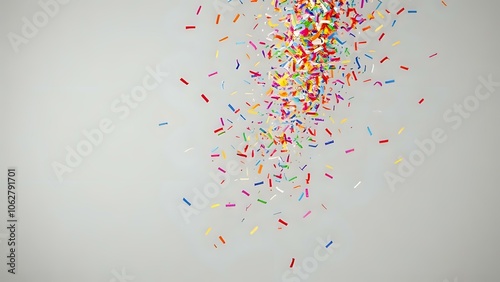 Confetti Popper with Rainbow Confetti on Grey Background