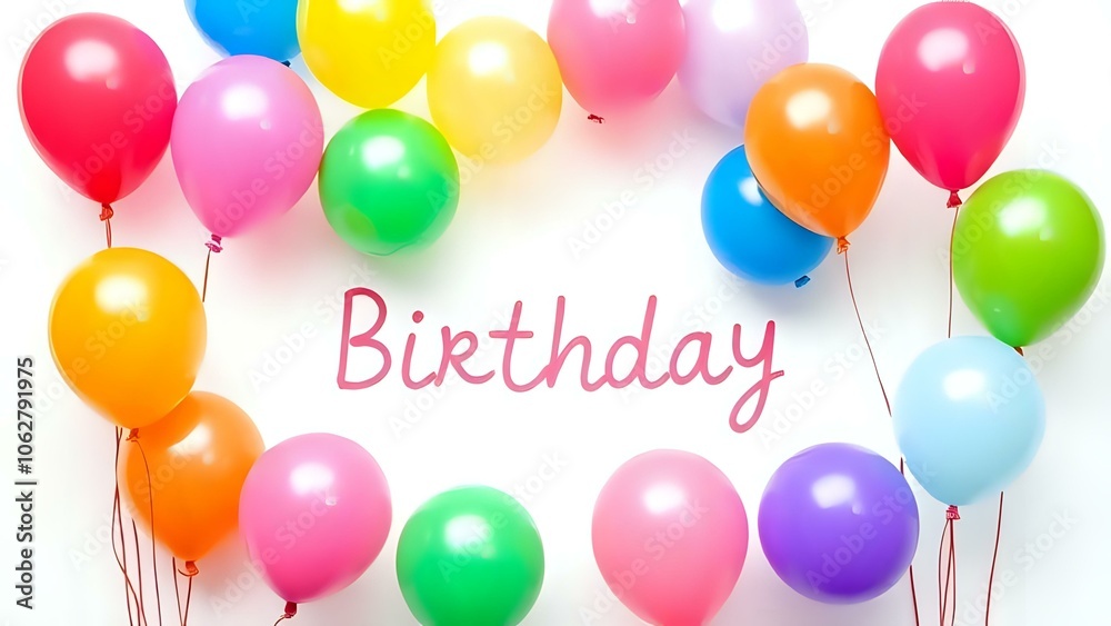 Colorful Birthday Balloons on White Background Colorful Birthday Balloons on White Background