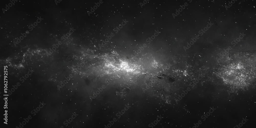 Naklejka premium black and white grungy, blurry smoky sky with a silver star overlay..Dust Dirt Particles Salt Snow Powder Spray. Authentic Black Rough Grunge Distressed Overlay Texture Surface. particles in space 