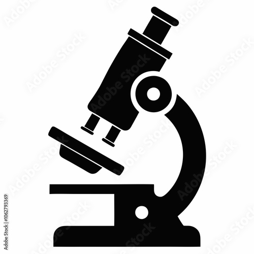 Microscope silhouette vector illustration on white background 