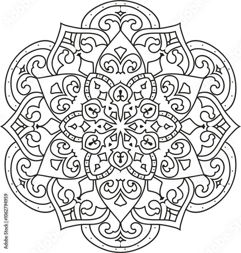 Outline Mandala Patterns for Adult coloring book or coloring pages Stress Relief Coloring Page
