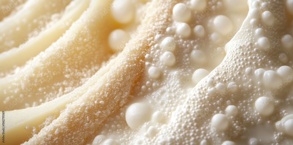 Close-up of a Creamy, Bubbly Surface with Textured Detail Close-up of a Creamy, Bubbly Surface with Textured Detail