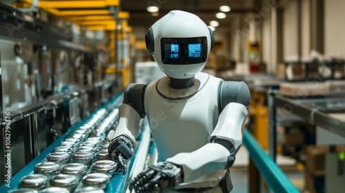 Wallpaper Mural A robot moving along the inspection line ensuring quality control of each item Torontodigital.ca