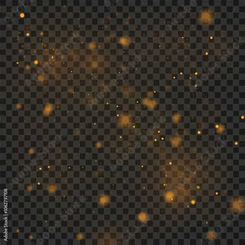 Golden Sparkling Light Effects on Transparent Background for Stock Use Vector