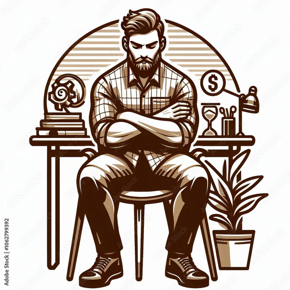 Sitting on a chair with arms crossed Seated on a chair with both Sitting on a chair with arms crossed Seated on a chair with both