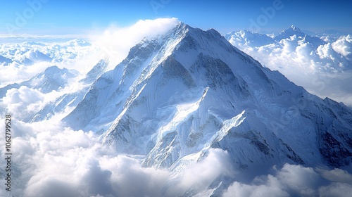 Majestic Mount Everest in Clear Blue Skies