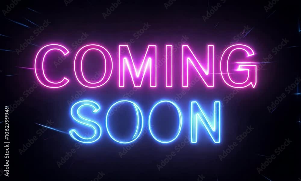 neon sign text coming soon