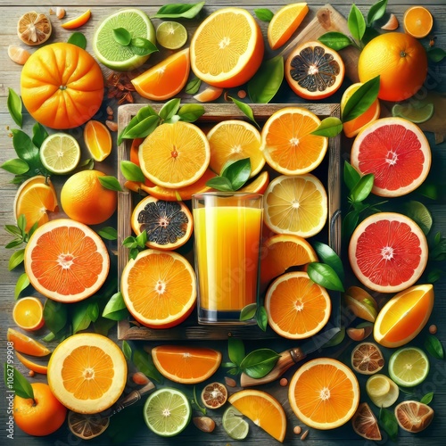 Sliced Citrus Halved citrus fruits with intricate segments for j photo