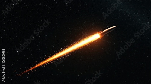 Rocket Launching Into Deep Space with Thrilling Flames