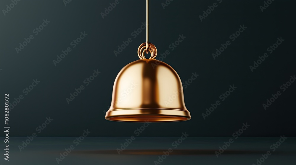Obraz premium Elegant Golden Bell Hanging Against Dark Background