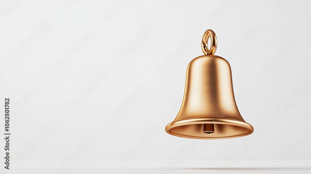 Shiny Golden Bell Hanging Against White Background Shiny Golden Bell Hanging Against White Background