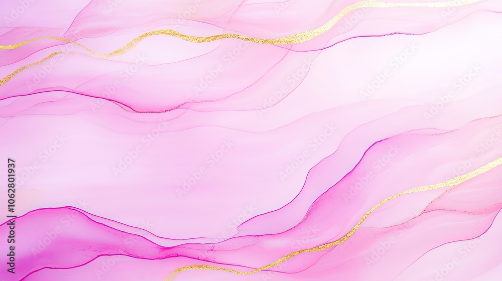 Soft Pink Abstract Waves with Gold Accents Soft Pink Abstract Waves with Gold Accents