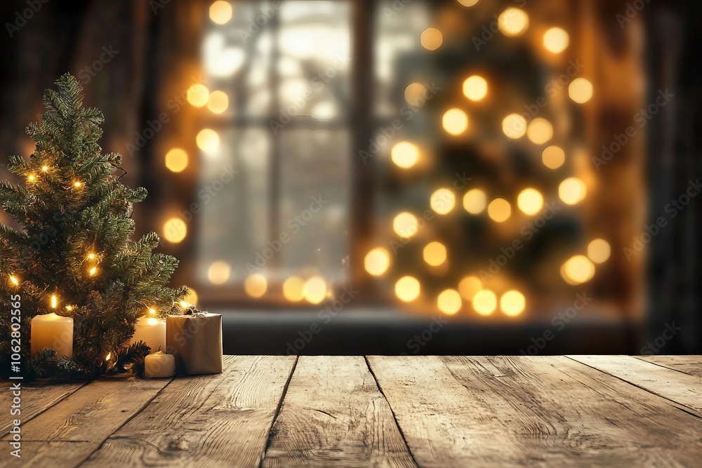 Christmas time and desk of free space