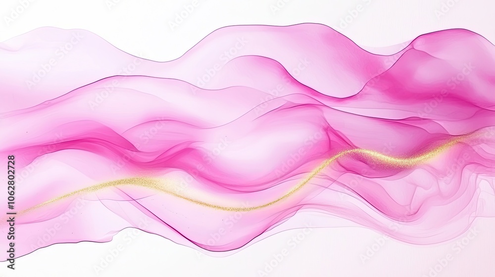 Ethereal Pink Waves with Golden Accents Ethereal Pink Waves with Golden Accents