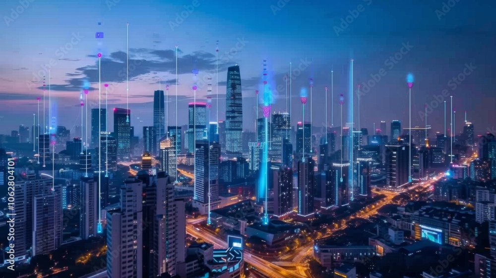 Fototapeta premium Urban Development Optimized with IoT Devices