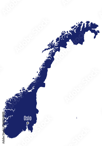 silhouette map of norway with country capitals
