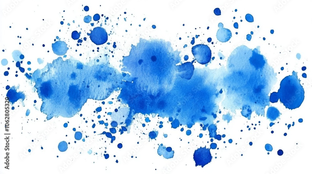 Vibrant blue watercolor art created on a simple white backdrop. Vibrant blue watercolor art created on a simple white backdrop.