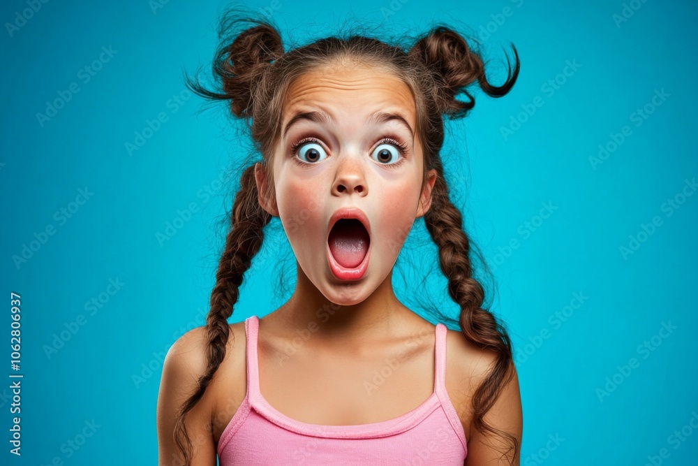 Isolated portrait of a smiling girl on turquoise. Isolated portrait of a smiling girl on turquoise.