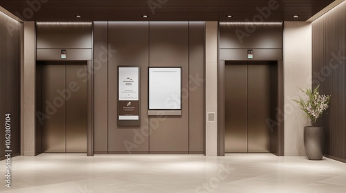 Obraz na płótnie Innovative ad poster screen incorporated into elevator design.